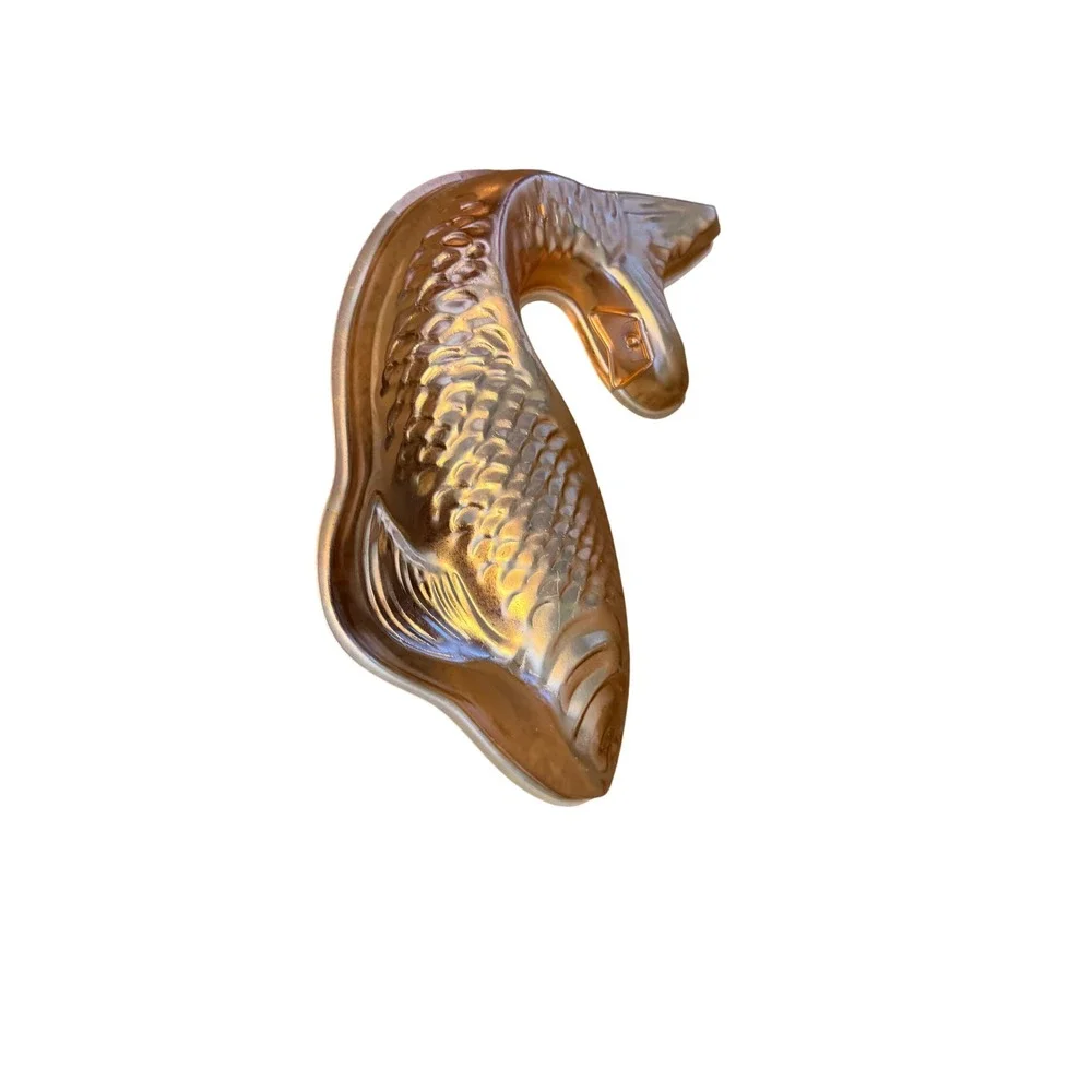 Vintage Copper Fish Mold Decorative Kitchen Wall Hanging Koi Carp Gelatin Pan